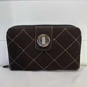 Vera Bradley Quilted Wallet Chocolate Brown Turn Lock Organizer EUC 7.5x5.5